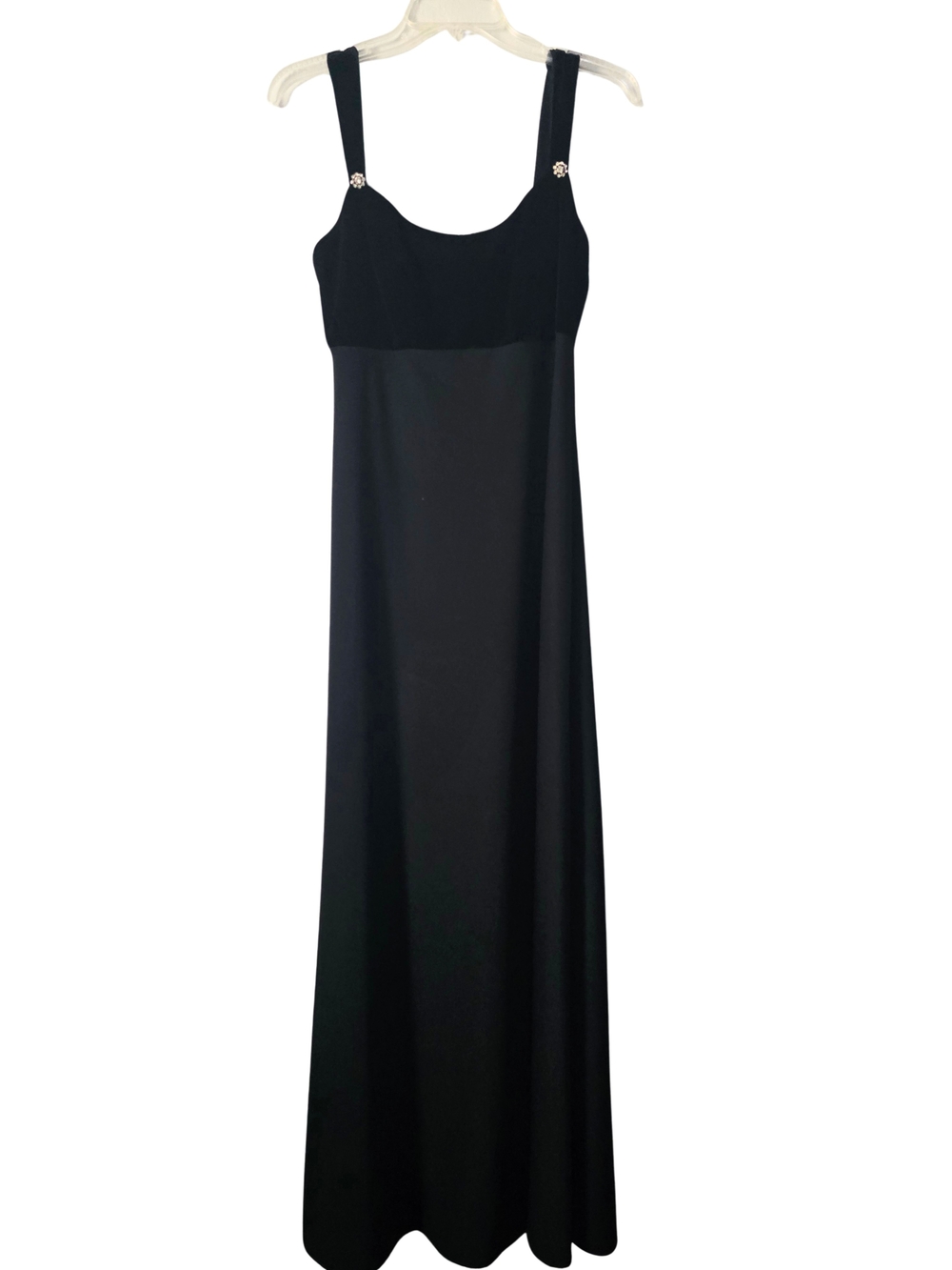 Black Maxi Slip Dress with Embellished Straps